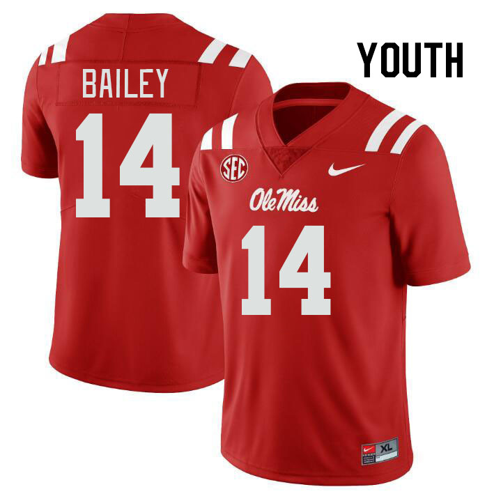 Youth #14 Deljay Bailey Ole Miss Rebels College Football Jerseyes Stitched Sale-Red